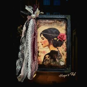 NEW  Vintage Art with Pink and Black Accents